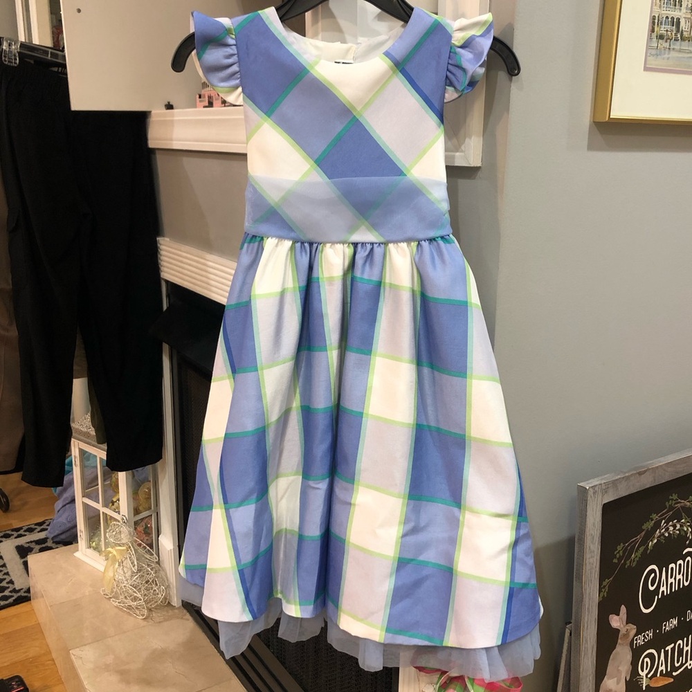 Rare Editions Plaid Gingham Easter Spring Summer Sleeveless Ruffle Bow Dress
